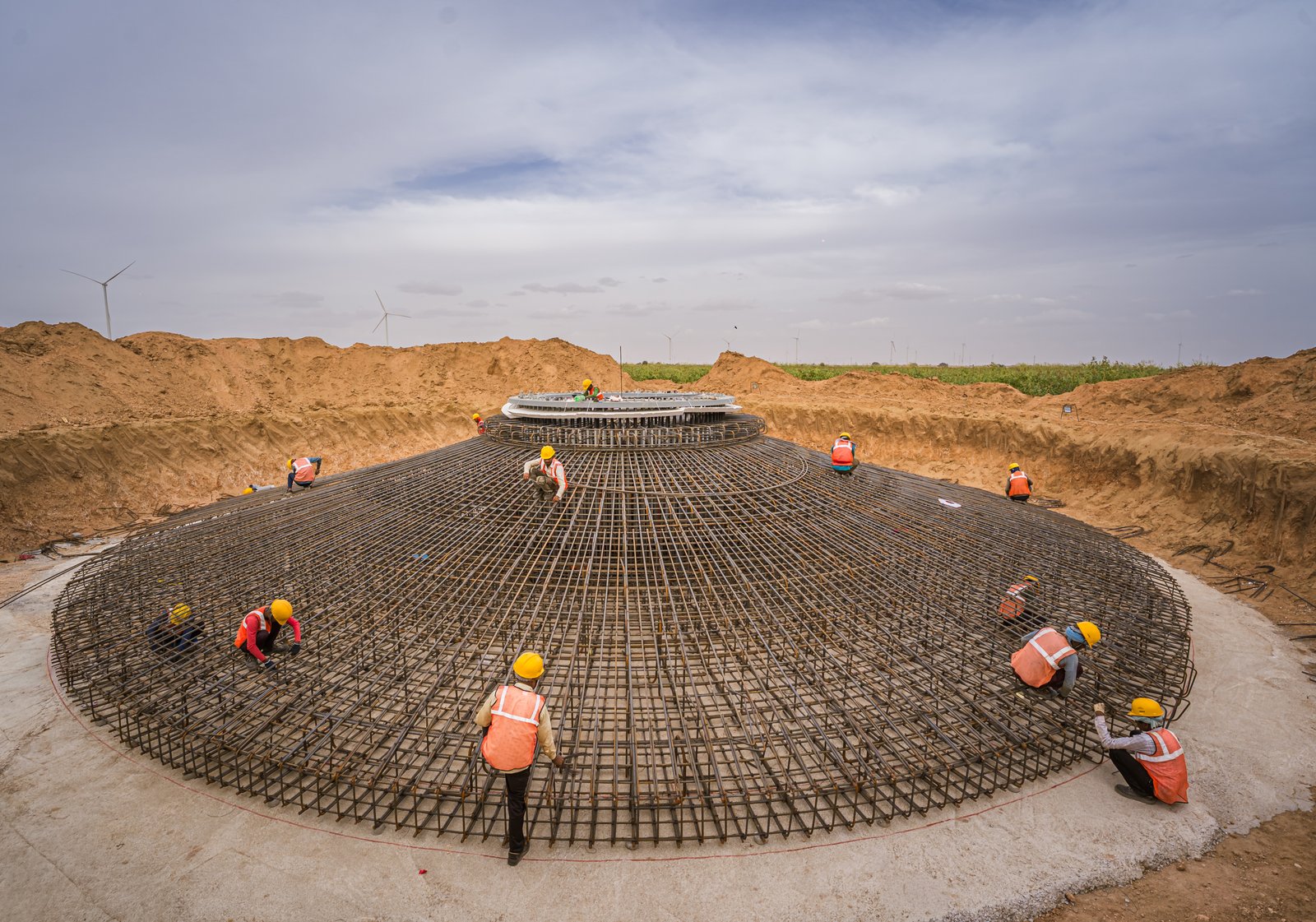 Steel reinforcement installation at project site