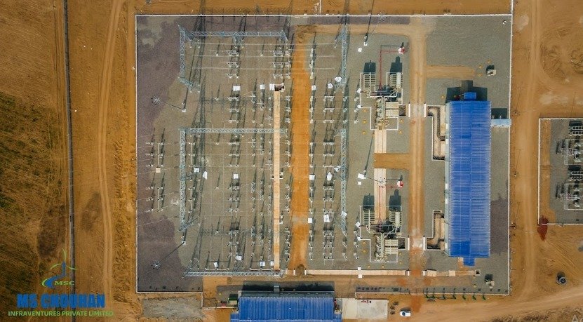 Top-down view of pooling substation infrastructure