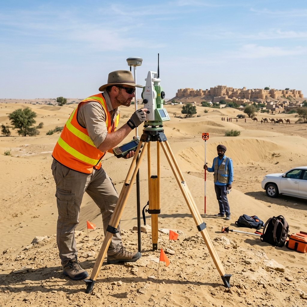 Land survey working Jaisalmer